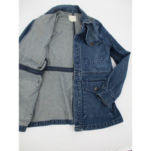 Anthropologie Unpublished Morgan Military Jacket Womens Size M Denim Utility - Picture 8 of 16